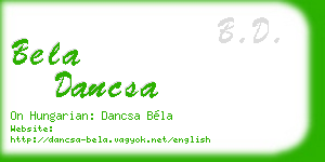 bela dancsa business card